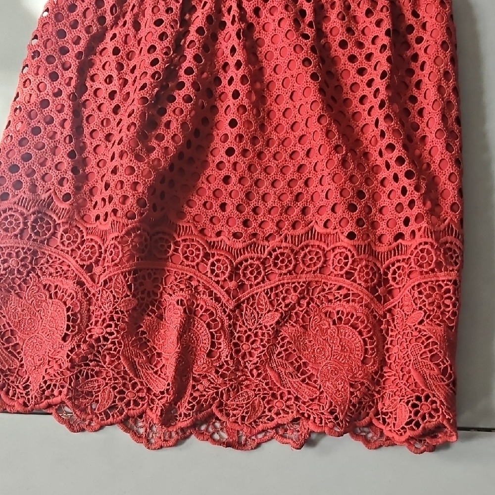 Abercrombie & Fitch Vibrant Red Lace Midi Dress - Picture 3 of 10